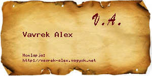 Vavrek Alex névjegykártya