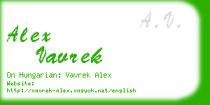 alex vavrek business card